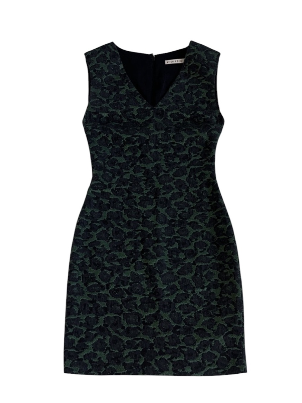 Alice + Olivia Jayda Leopard Print Mini Dress | Green + Black | Size 0 | NWOT